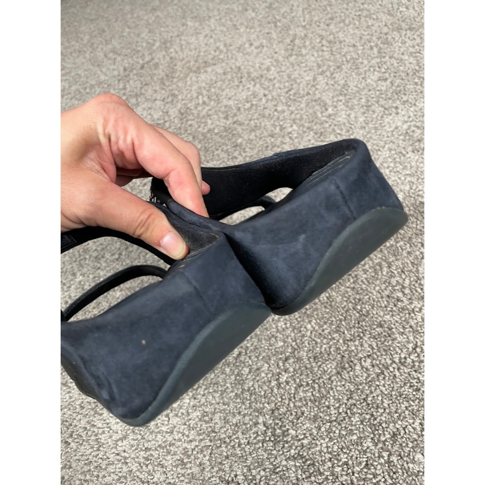 FitFlop Sandals Womens 9 Blue Stud Metallic Strappy Wedge Slip On Comfort Casual - Picture 6 of 10